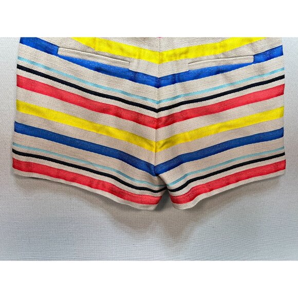 J.Crew Women's Jacquard Basket Weave Colorful Stripe Shorts Size 4 Multi Stretch - Picture 11 of 11